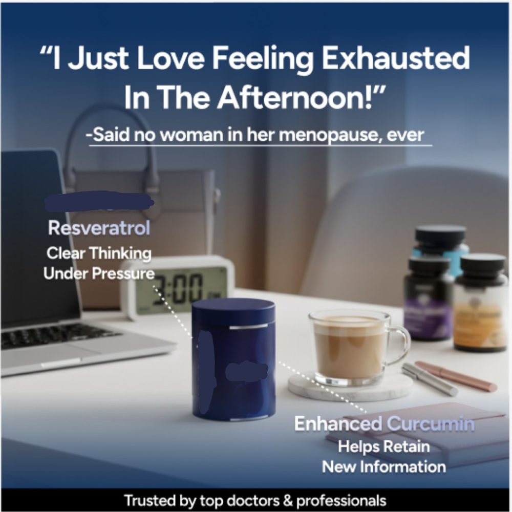 Brain supplement static with a menopause headline