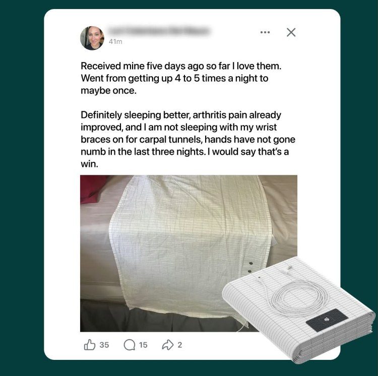 Grounding sheet static styled as a customer comment