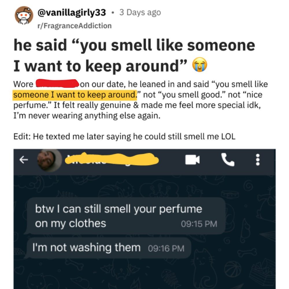 Perfume static styled as a Reddit post